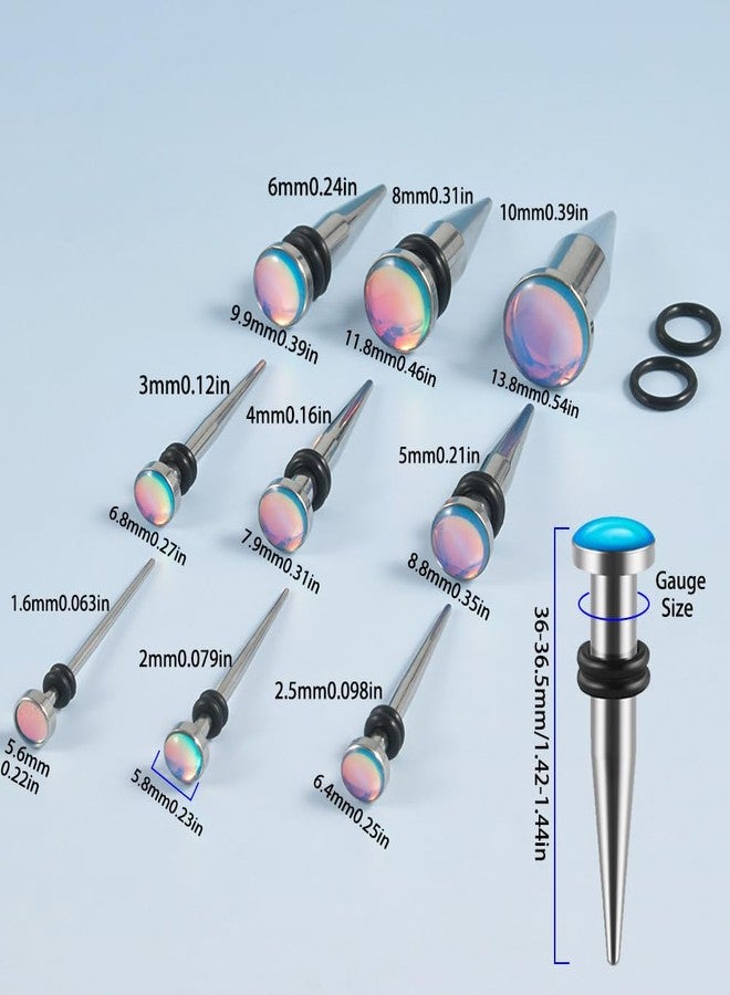 Decentraland 2PCS 3mm(8G) Stainless Steel Pointed Cone Blue Flash Oil Dripping Electroplated Solid Ear Expander Ear Gauge Stretch Taper Plug - Image 2